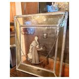Reverse Painted on Glass Dutch Farmhouse Scene