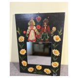 Dutch Folk Art Painted Wooden Mirror