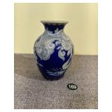 French Cobalt Blue Sandstone Salt Glaze Vase