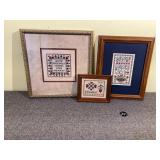 3 Framed Vintage Crewels