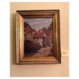 German Village Oil on Canvas, Signed
