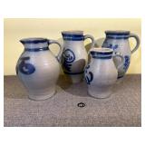 4 German Salt Glaze Stoneware Pitchers Stoneware