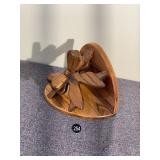 Vintage Wood Heart Bow Corner Wall Hanger
