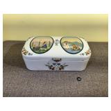Hand Painted Folk Art German Enamel Bread Box