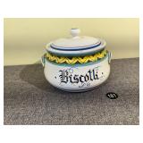 Mid 20th C Biscotti Handpainted Ceramic Canister