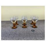 Roamer Style w Amber Beehive Stems, Etched Crystal