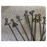 Set of 16 Iron Skewers w Stick People Tops