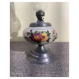 Oil Lamp w Hand Painted Ceramic Body