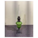 Green Glass Brass Oil Lamp Lantern