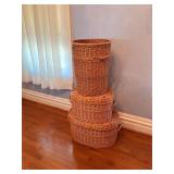 3 Wicker Rattan Baskets