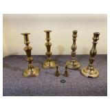 3 Sets of Vintage Brass Candlesticks