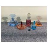 Assortment of Colored Glass Perfume Bottles