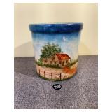 Hand Painted Stoneware w Countryside Scene