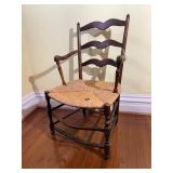 Provencal Walnut Ladder-Back Armchair w Rush Seat