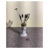 Porcelain Hat Pins Holder w Hatpins