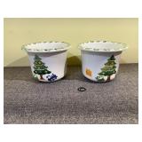 Hand Painted Italian Christmas Planters Pots