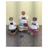 3 Polish Folk Art Dolls