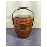 1930s Chinese Hand-Painted 3 Tiered Wedding Basket