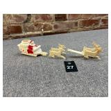 Mid-Century Molded Plastic Santa & Sleigh