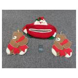 Vintage Christmas Tissue Box Cover and Oven Mits