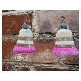 2 Shiny Brite Frosted Glass Bell Ornaments