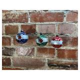 3 Vintage Glass Indent Reflector Ornaments