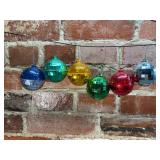 6 Vintage Plastic Reflective Disco Ball Ornaments