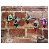 Set of 5 Hand Painted Dimple Teardrop Ornaments