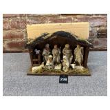 Porcelain Nativity in Wooden Creche