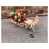 Mid-Century Plastic & Flocked Santa Sleigh