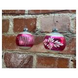 2 Pink & Silver Mercury Glass Ornaments