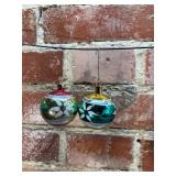 2 Hand Painted Glass Ornaments