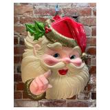 Vintage 1990s Plastic Molded Santa Head