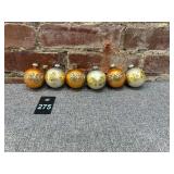 6 Shiny Brite Mercury Glass Ornaments