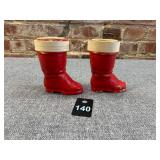 2 Paper Mache Santa Boot Candy Holders