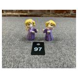 2 Hand Painted Ceramic Angel Girl Candle Holders