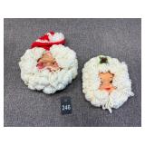Santa & Mrs Claus Molded Plastic & Yarn Heads