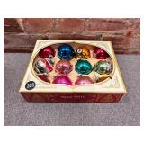 Box of Mercury Glass Shiny Brite Ornaments