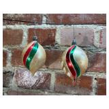 2 Mercury Glass Hand Painted Ornaments, Poland