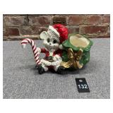 Christmas Ceramic Mouse Planter