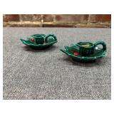 Lefton Ceramic Holly Leaf Candlesticks