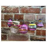 6 Shiny Brite USA Striped Mercury Glass Ornaments