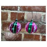 2 Hand Painted Painted Mercury Glass Ornaments
