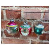 3 Double Dimple Mercury Glass Ornaments, USA