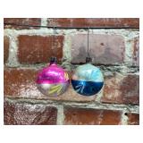 2 Hand Painted Mercury Glass Ornaments, Poland