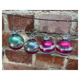 4 Shine Brite Mercury Glass Striped Ornaments