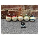 5 USA Mercury Glass Ornaments