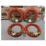 4 Mid-Century Chenille Wreaths