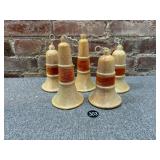 5 Vintage Sugar-Mica Christmas Bells