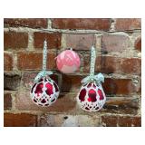 3 Crocheted Covered Ornaments